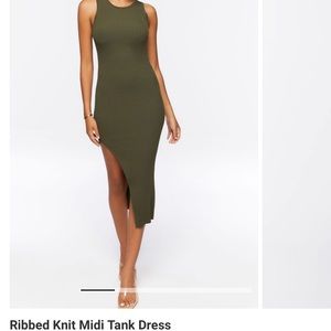 Forever 21 Olive Rib Midi Dress